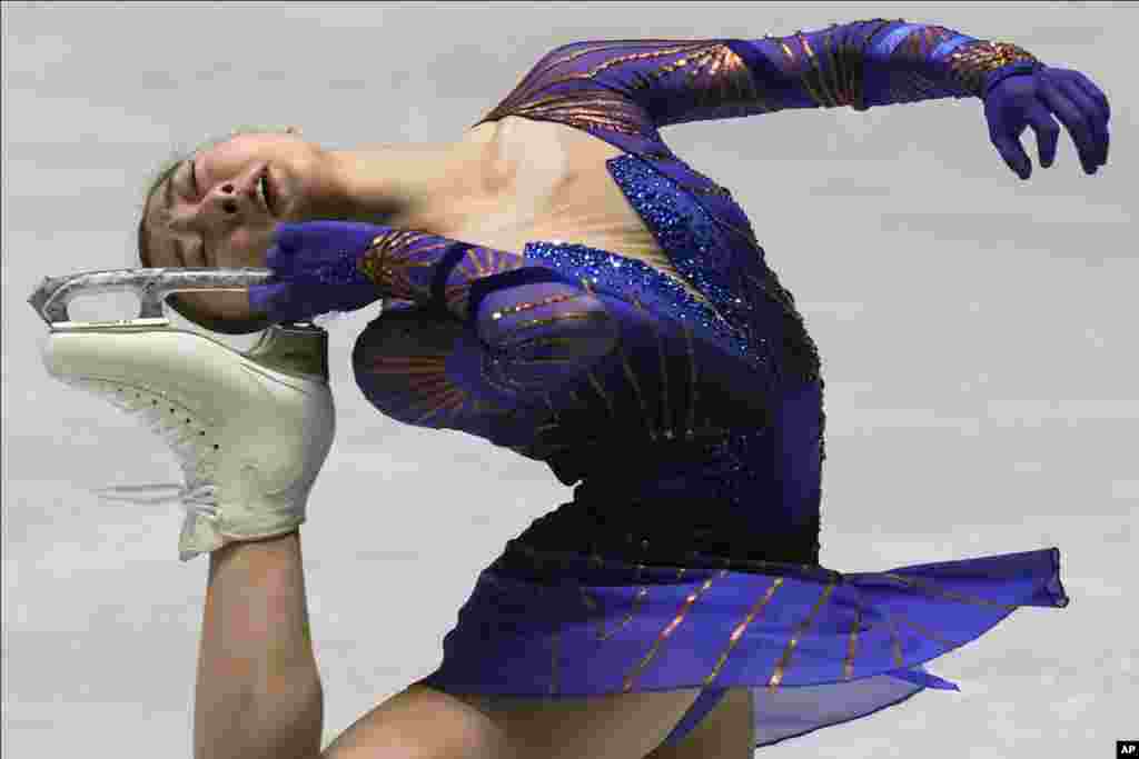 Kaori Sakamoto of Japan performs during the women's free skating at the ISU Grand Prix of Figure Skating NHK Trophy competition in Tokyo, Japan, Nov. 13, 2021.