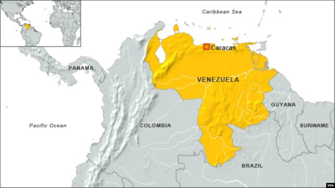 Map of Venezuela, which is in a border dispute with Guyana to the east. 