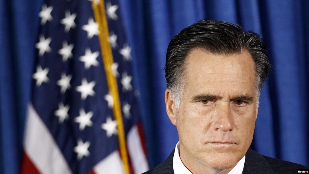 U.S. Republican presidential nominee and former Massachusetts Governor Mitt Romney listens to questions on the attack on the U.S. consulate in Libya, in Jacksonville, Florida, September 12, 2012.