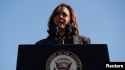 La vicepresidenta de Estados Unidos, Kamala Harris, habla durante un evento para conmemorar el aniversario del 'Domingo Sangriento', en Selma, Alabama, Estados Unidos, el 3 de marzo de 2024.