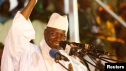 FILE - Yahya Jammeh smiles during a rally in Banjul, Nov. 29, 2016. He initially conceded defeat following the Dec. 1 presidential election, only to make a dramatic about-face a week later.