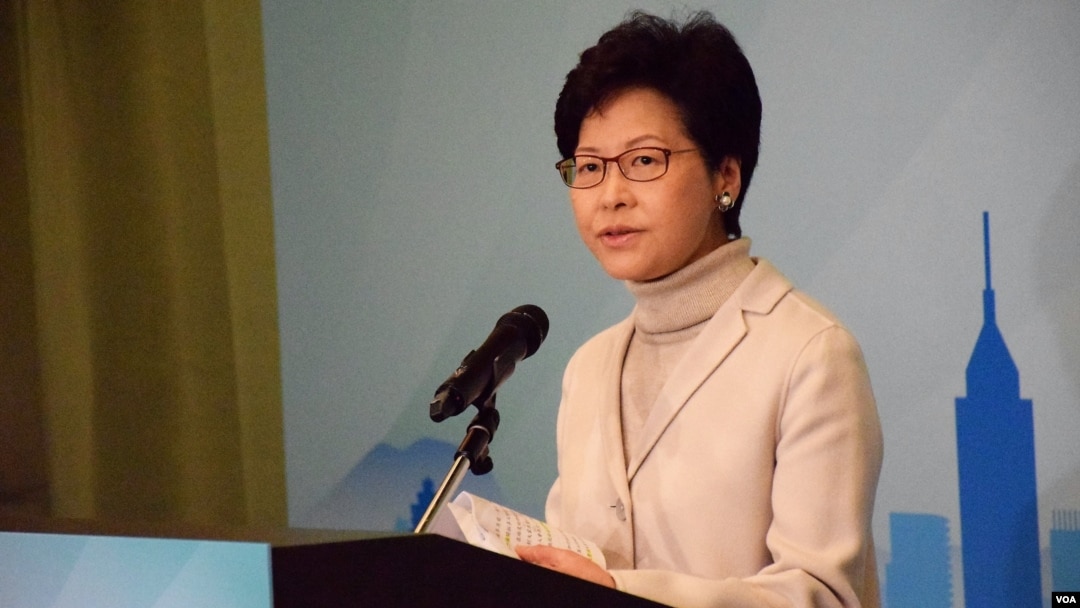香港特首林鄭月娥。(美國之音特約記者 湯惠芸拍攝 )