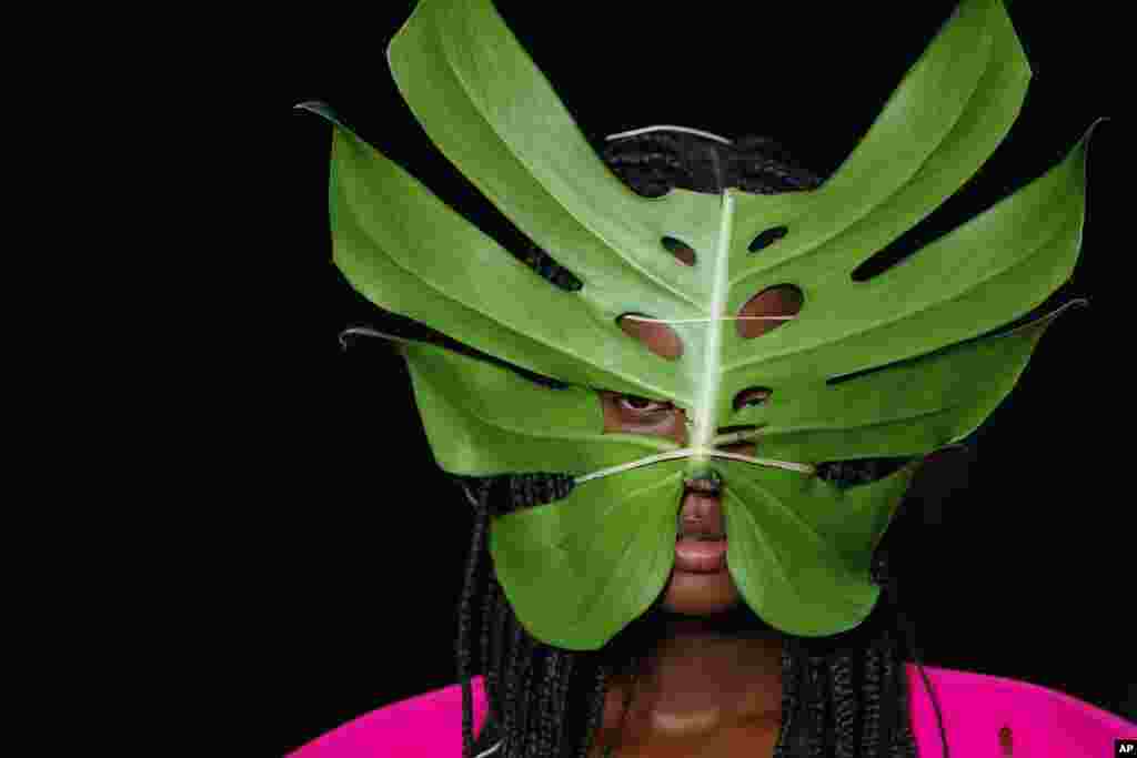A model wears a creation from the Apartamento 03 collection during the Sao Paulo Fashion Week in Sao Paulo, Brazil, Nov. 20, 2021.