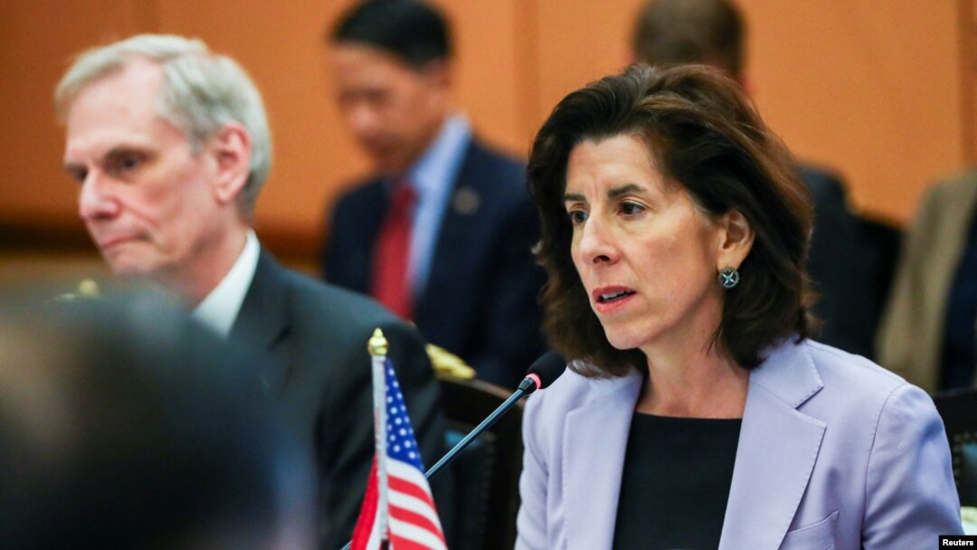 FILE - U.S. Secretary of Commerce Gina Raimondo is shown in Bangkok, Thailand, March 14, 2024.