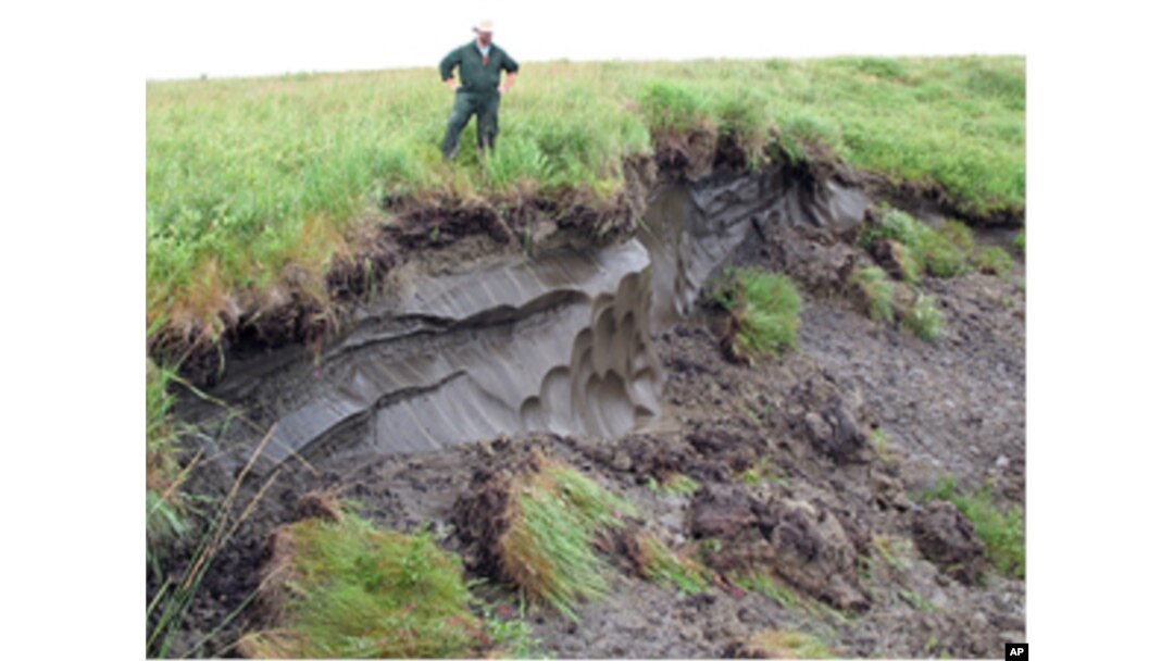 Thawing permafrost creates a formation called a thermokarst, which sends an overload of sediment and nutrients into streams in the Western Brooks Range of Alaska.