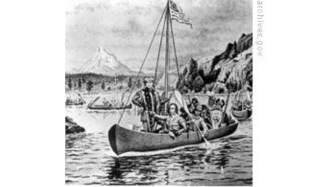 A drawing of Lewis and Clark expedition, also known as the "Corps of Discovery."