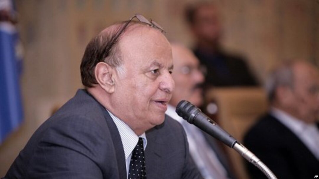 Yemeni Vice President Abd-Rabbu Mansour Hadi addresses a meeting of the ruling General People's Congress party in Sana'a, December 7, 2011.