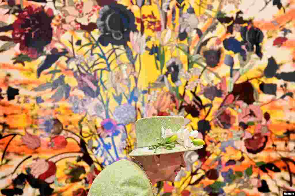 Britain's Queen Elizabeth visits Hauser & Wirth Somerset art gallery, in Bruton, Somerset.