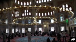 FILE - The interior of the Nizamiye Mosque in Midrand north of Johannesburg, South Africa. 