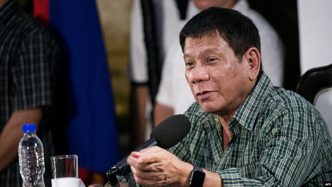 Philippines' president-elect Rodrigo Duterte speaks during a press conference in Davao on May 31, 2016.