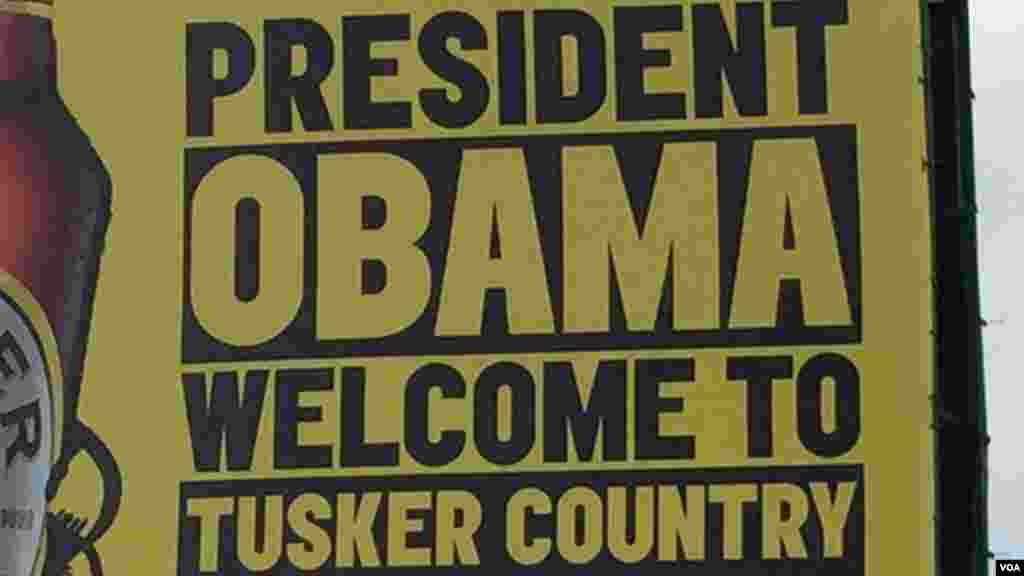 Tusker imeweka matangazo kumkaribisha rais Obama. 