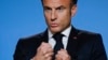 French President Emmanuel Macron speaks during a press conference on the second and last day of a European Union summit at the EU headquarters in Brussels on Oct. 27, 2023. Macron said he would help to build a "humanitarian coalition" for Palestinians in Gaza.