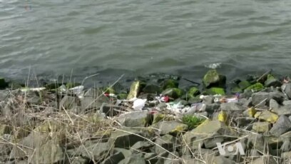 Bubble Barrier Stopping Plastic Trash in River Streams