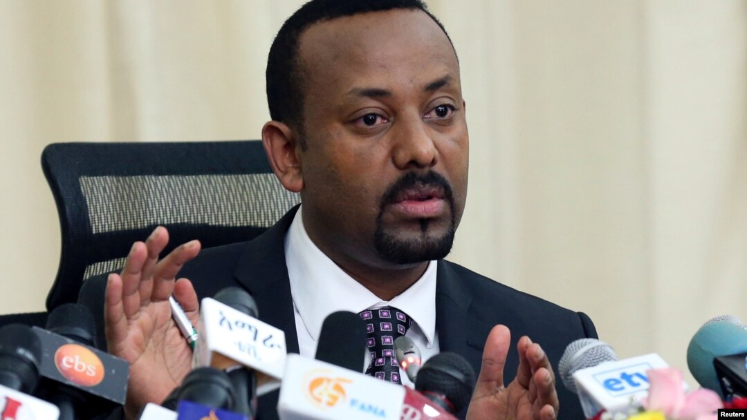 FILE - Ethiopia’s Prime Minister Abiy Ahmed addresses a news conference in his office in Addis Ababa, Aug. 25, 2018. 