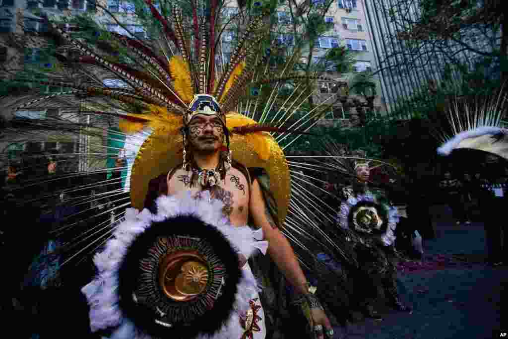 Supporters of Mexican President Andres Manuel Lopez Obrador take part in events near United Nations headquarters in commemoration that Mexico will assume the presidency of the U.N. Security Council, in New York, Nov. 9, 2021.