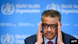 El Director General de la Organización Mundial de la Salud, Tedros Adhanom Ghebreyesus, en la conferencia de prensa diaria sobre COVID-19 en la sede de la OMS el 6 de marzo de 2020 en Ginebra.