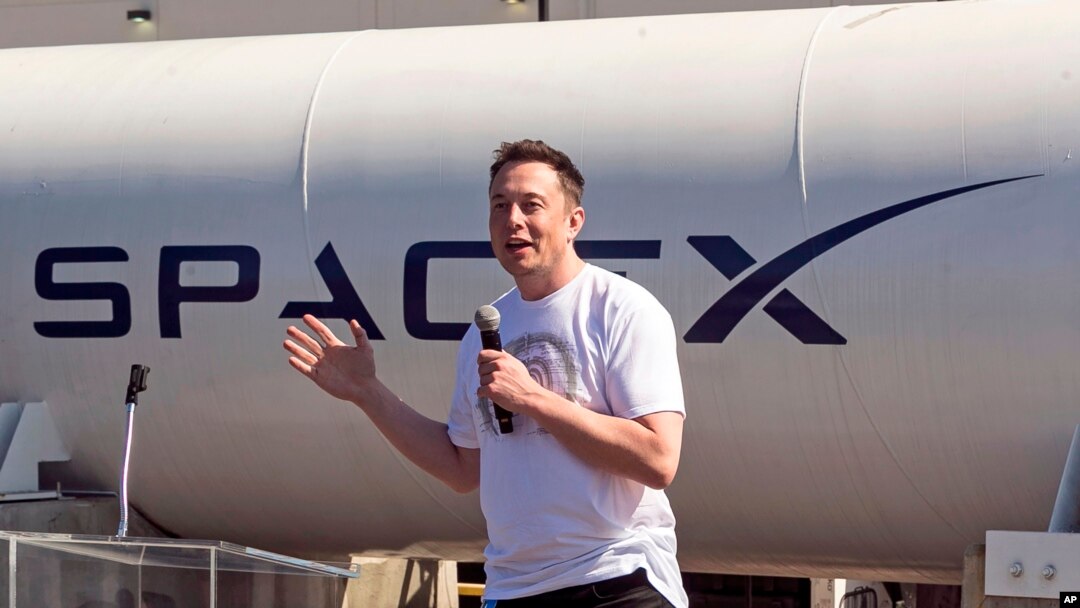 FILE - SpaceX CEO Elon Musk speaks SpaceX's Hyperloop track in Hawthorne, Calif., Aug. 27, 2017.