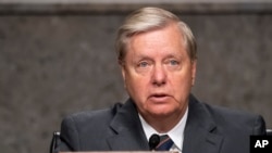 共和黨聯邦參議員格雷厄姆（Sen. Lindsey Graham, R-SC）2020年5月6日主持參議院司法委員會聽證會。