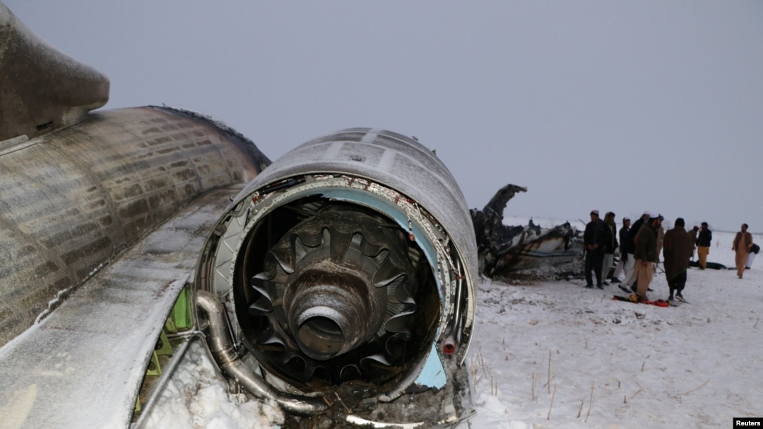 The wreckage of an airplane is seen after a crash in Deh Yak district of Ghazni province, Afghanistan January 27, 2020. NO RESALES. NO ARCHIVES.