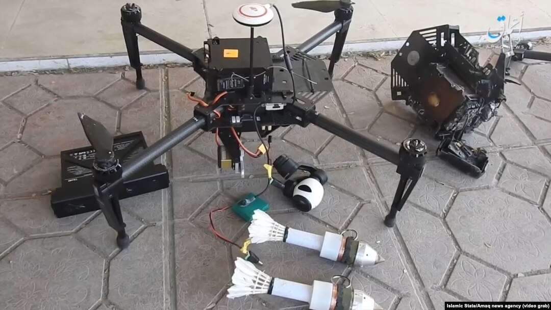 Islamic State's Amaq news agency posted video of what it said were captured drones of Iraqi forces.