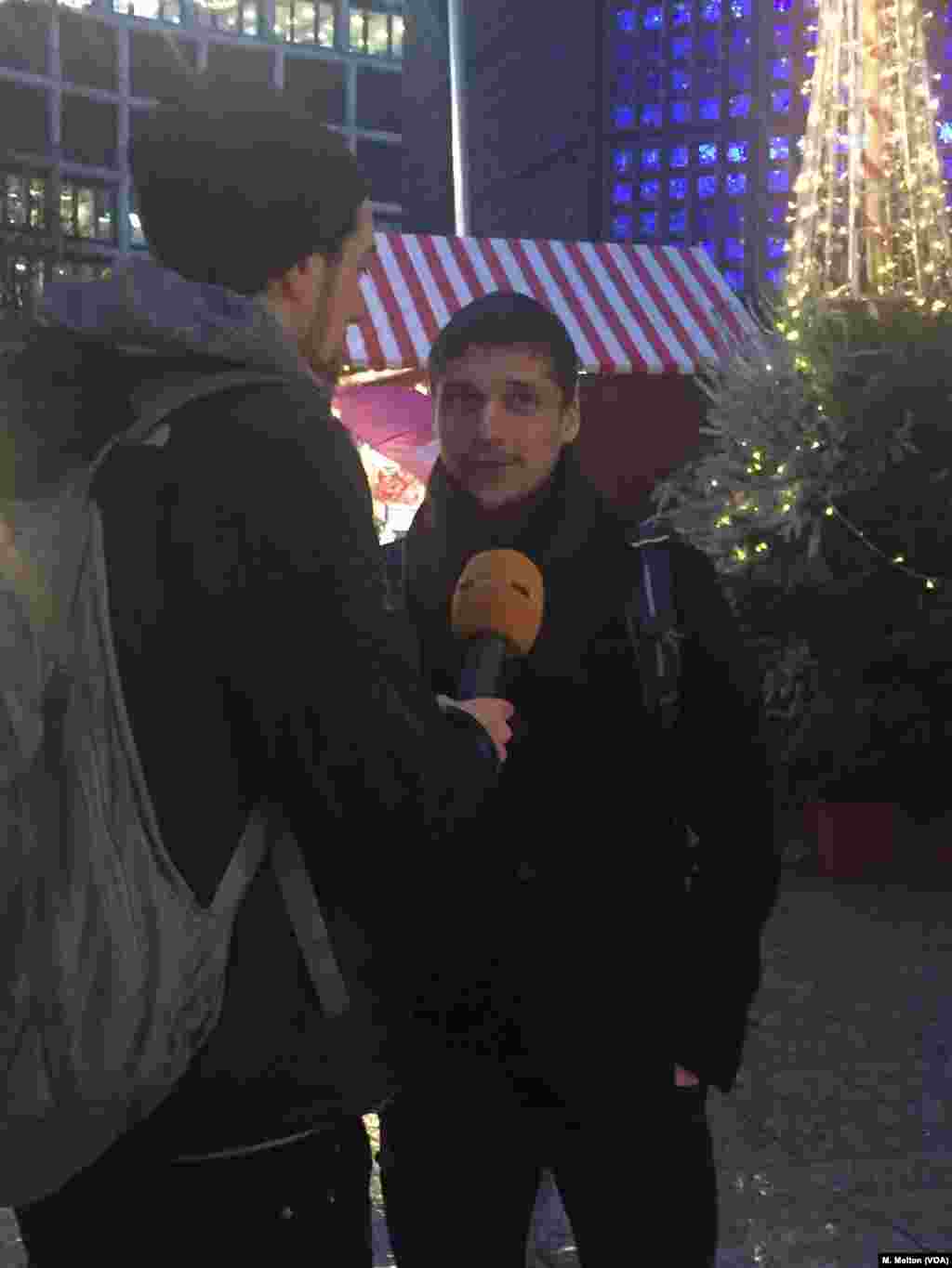 Many shoppers said they have confidence that the security measures in place — concrete barriers and plenty of police officers — would ensure a peaceful evening at Berlin's Christmas markets, Nov. 27, 2017.