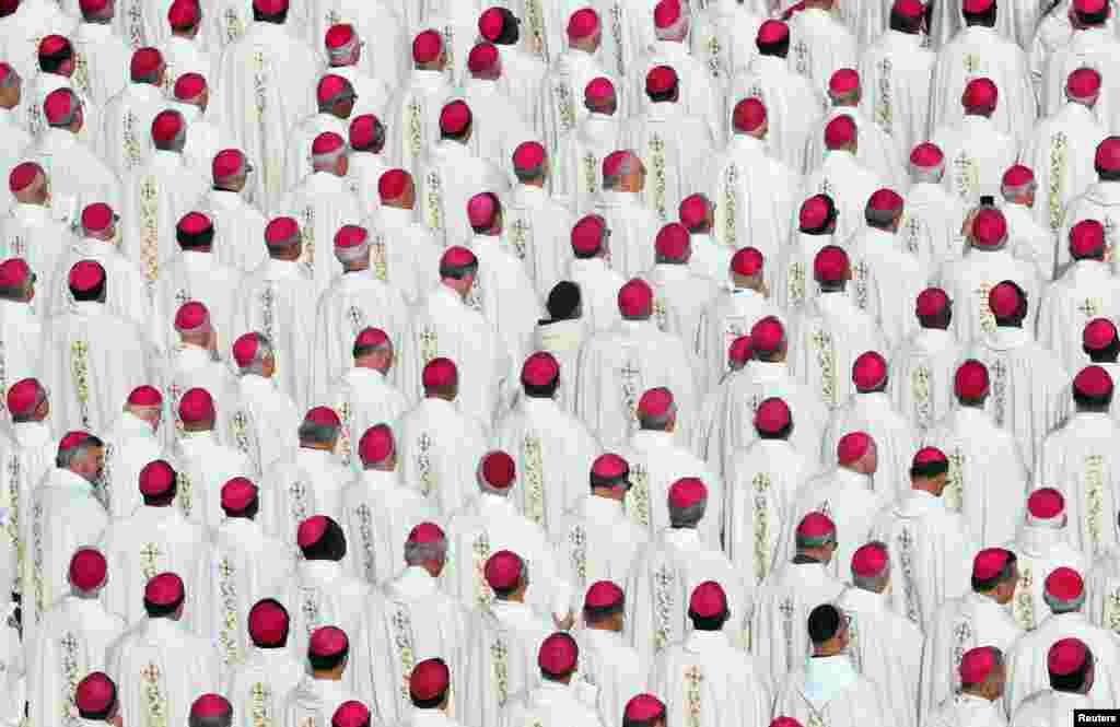 Bishops attend a Mass for the canonization of the Pope Paul VI and El Salvador's Archbishop Oscar Romero at the Vatican, Italy.