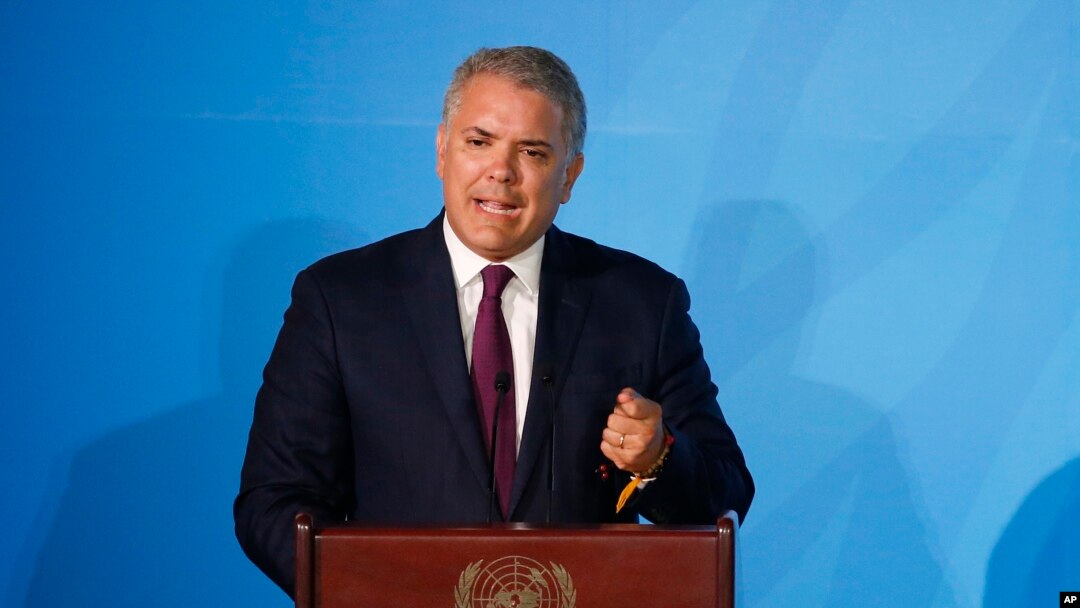 El presidente colombiano, Iván Duque, acusó al gobierno del presidente en disputa de Venezuela, Nicolás Maduro, de ser una amenaza global comparable a lo que fue el Talibán.