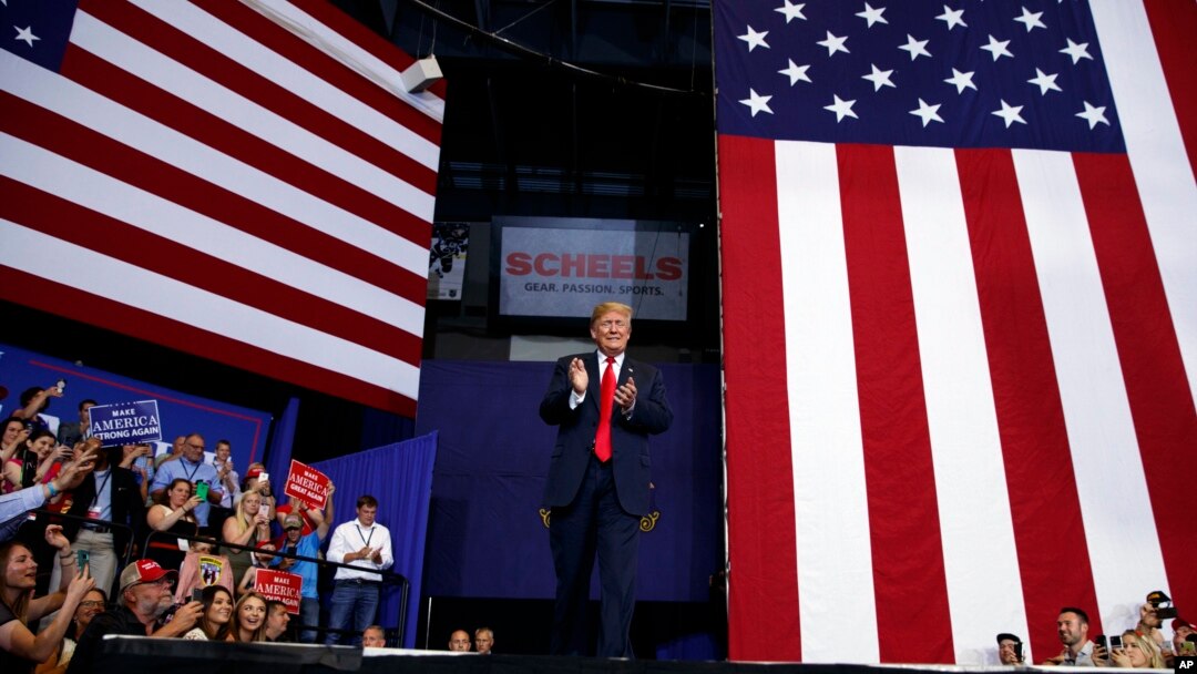 El presidente Donald Trump participó en un acto de campaña el miércoles, 27 de junio de 2018, en Fargo, Dakota del Norte.