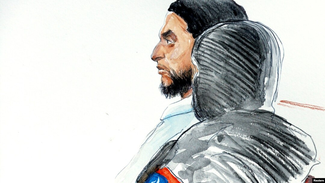 Ilustración a mano de Salah Abdeslam, uno de los sospechosos en los ataques de 2015 en París.